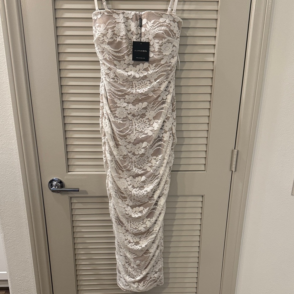 JLUXLABEL White Lace Strapless Dress